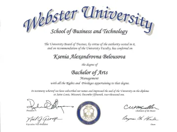 Webster University bachelor degree