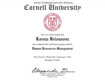 Cornell University Human Resources Management certificate
